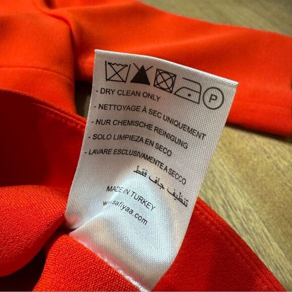 Safiyaa Peplum Blouse Size 6 Orange Asymmetrical‎ Hem V-Neck - Picture 12 of 14
